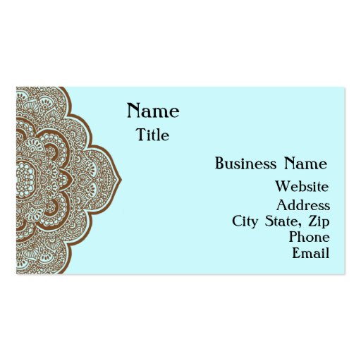 Blue and Brown Henna Business Card (front side)