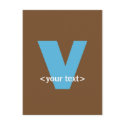 Blue and Brown Monogram - Letter V postcards