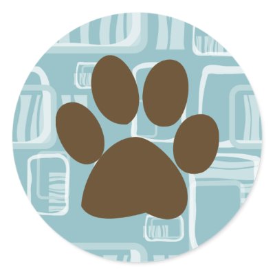 Printing Stickers on Blue And Brown Paw Print Pattern Stickers By Poshpetprints