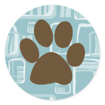 Blue and Brown Paw Print Pattern Stickers by PoshPetPrints Blue and Brown Paw Print Pattern Stickers