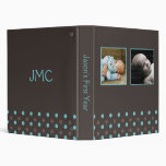 Blue and Brown Polka Dots 3 Ring Binders