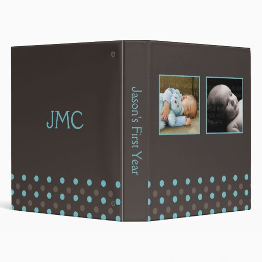 Blue and Brown Polka Dots 3 Ring Binders