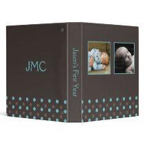 Blue and Brown Polka Dots 3 Ring Binders