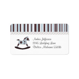Blue And Brown Rocking Horse: Address Labels
