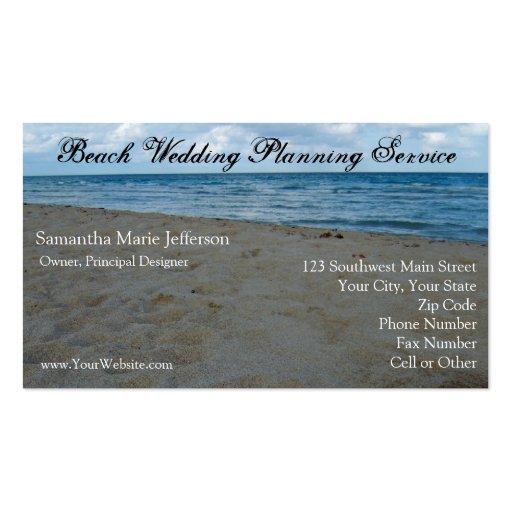 Blue and Brown Sand Beach Business Card (front side)