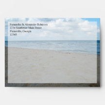 Blue and Brown Sands ~ Beach Wedding Envelopes