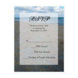 Blue and Brown Sands ~ Beach Wedding RSVP Reply Post Card