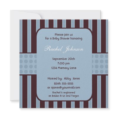Blue and Brown Stripe Baby Shower Invitation by C_W_Designs