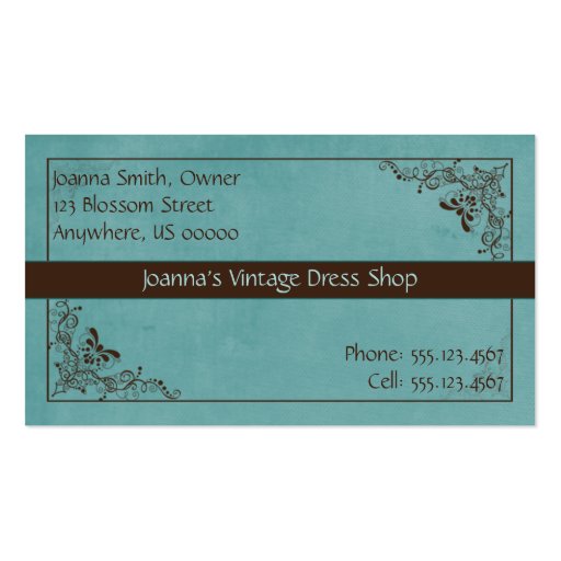 Blue and Brown Swirl Vintage Business Card