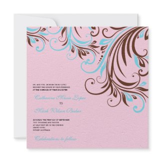 Blue and Brown Swirls -Wedding invites invitation