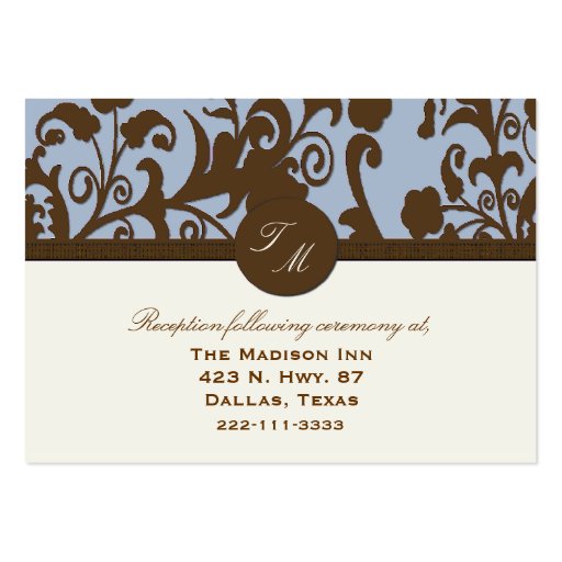Blue and Brown Wedding enclosure cards Business Card Templates (front side)