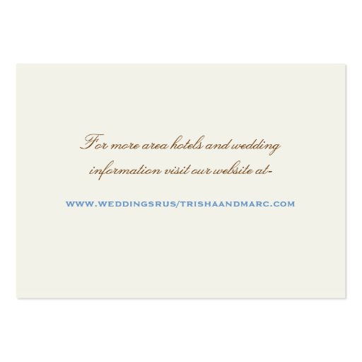Blue and Brown Wedding enclosure cards Business Card Templates (back side)