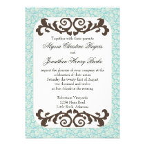 Blue and Brown wedding invite invitations