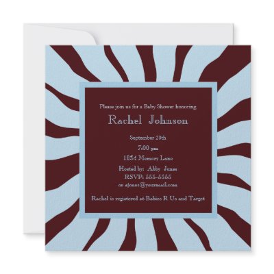 Blue and Brown Zebra Baby Shower Invitation by C_W_Designs
