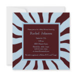 Blue and Brown Zebra Baby Shower Invitation