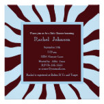 Blue and Brown Zebra Baby Shower Invitation invitations