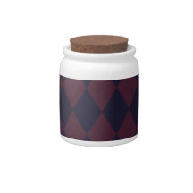 Blue and Burgundy Argyle Candy Jar