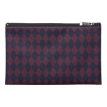 Blue and Burgundy Argyle Travel Accessory Bag
