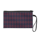 Blue and Burgundy Argyle Wristlet