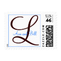Blue and Chocolate Brown Monogram L Postage postage