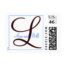 Blue and Chocolate Brown Monogram L Postage