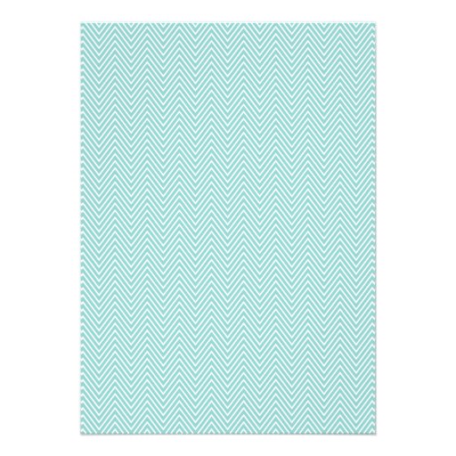 Blue and Coral Chevron Wedding Invitation