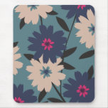 Blue and Cream Blooms Mousepad