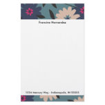 Blue and Cream Blooms Personalized Stationery