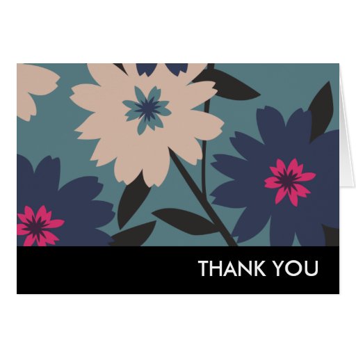 Blue and Cream Blooms Thank You Note Cards