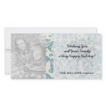 blue and cream damask flourish pattern photo card