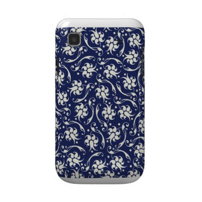 Blue and Cream Floral Samsung Galaxy S Case by DreamingMindCards