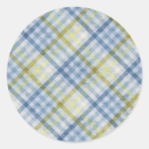 Blue and Cream Plaid Sticker