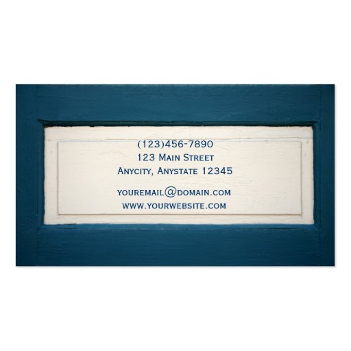Blue and Cream Wood Panel Business Card (back side)