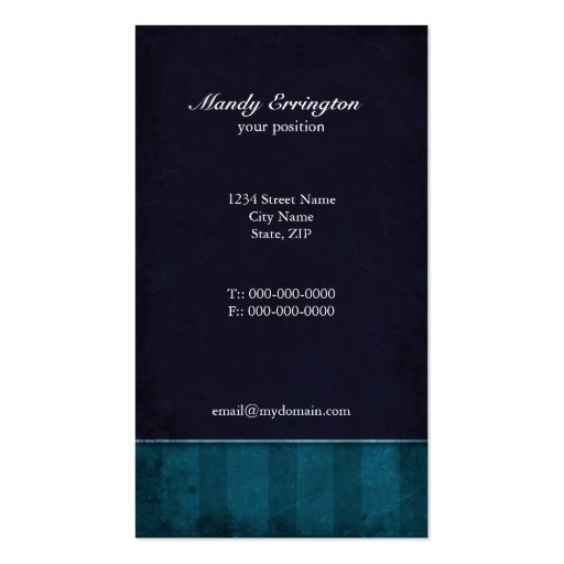 Blue and Dark Purple Grunge Stripe Business Cards (back side)