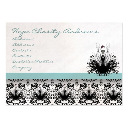 Blue and Fashion Diva Damask Business Card (front side)