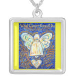 Blue and Gold Cancer Angel Necklace Jewelry necklaces