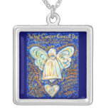 Blue and Gold Cancer Angel Necklace Jewelry necklaces