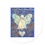 Blue and Gold Cancer Angel Round Sticker stickers