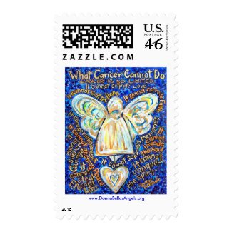 Blue and Gold Cancer Cannot Do Angel Postage Stamp stamp