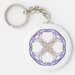 Blue and Gold Circles Fractal Art Keychains