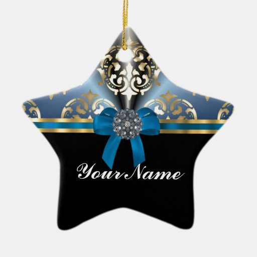 blue and gold damask double sided star ceramic christmas blue and gold damask double sided star ceramic christmas