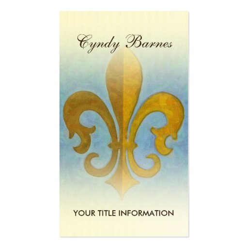 Blue and Gold Fleur de Lis Business Card (front side)