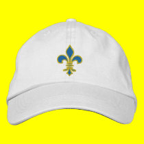 Blue and Gold Fleur De Lis Hat embroidered hats