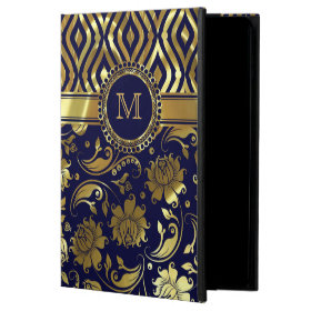 Blue And Gold Floral & Geometric Damasks Monogram Powis iPad Air 2 Case