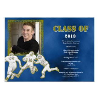 Blue and Gold Football Graduation Announcement