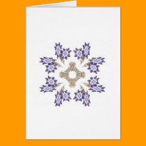 Blue and Gold Fractal Art Flower Wreath cards