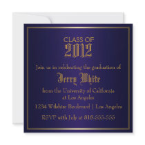 Blue and Gold Graduation Personalized Invites