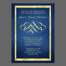 Blue and Gold Heart Swirl Anniversary Invitation invitations