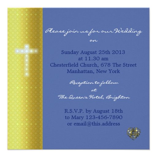 Blue and Gold Heart Wedding Fine Art Personalized Invite