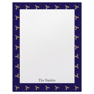 Blue and Gold Holly Diamond Letterhead by NoteableExpressions